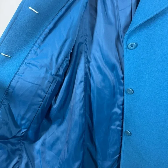 Vintage L.L.Bean Blue 100% Lambswool Coat Classic Winter Overcoat Jacket Size 20 - Picture 11 of 16